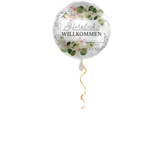 Herzlich Willkommen mit Blumen Ballon - 43cm