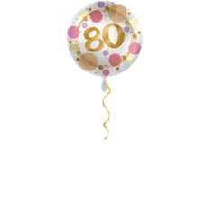 Zahl 80 Golden mit Punkten Ballon - 43 cm