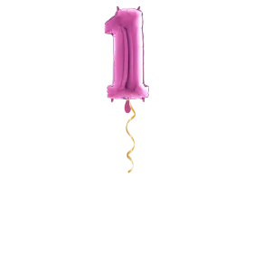 Zahl 1 Pink Ballon - 66cm