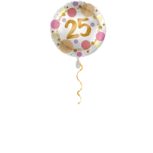 Nombre 25 doré avec points ballon - 43 cm