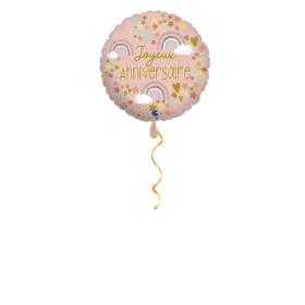 Joyeux Anniversaire rosa Ballon - 46cm FR