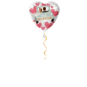 Just Married coeur avec voiture ballon - 43 cm