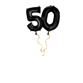 Chiffre 50 noir Set de ballons 66 cm