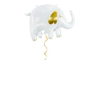 Eléphant blanc/or ballon - 61 cm