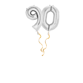 Zahl 90 Silber Ballon-Set 66 cm