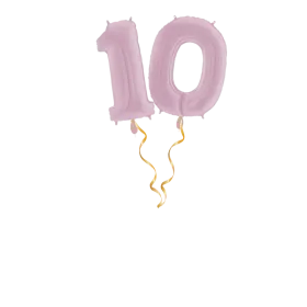 Zahl 10 Pastellrosa Ballon-Set 66 cm