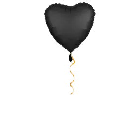 Herz schwarz satin klein Ballon - 43cm