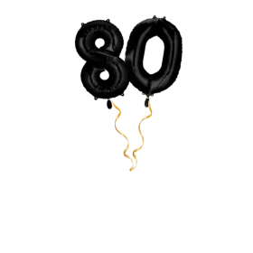 Chiffre 80 noir Set de ballons 66 cm