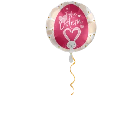Frohe Ostern Hase mit Herz Ballon - 43cm