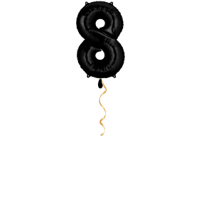 Zahl 8 Schwarz Ballon - 66cm