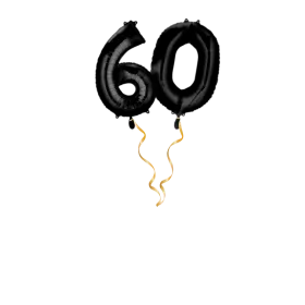 Chiffre 60 noir Set de ballons 66 cm