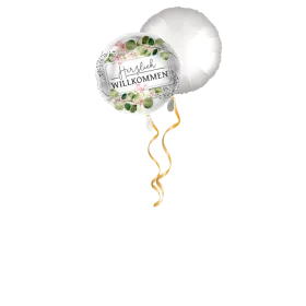 Herzlich Willkommen mit Blumen Ballon-Set
