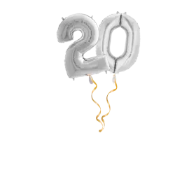 Zahl 20 Silber Ballon-Set 66 cm 