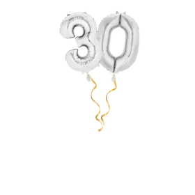 Zahl 30 Silber Ballon-Set 66 cm 