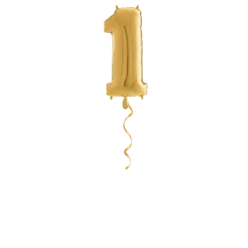 Zahl 1 Gold Ballon - 66cm