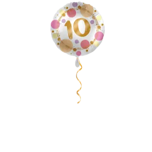 Nombre 10 doré avec points ballon - 43 cm