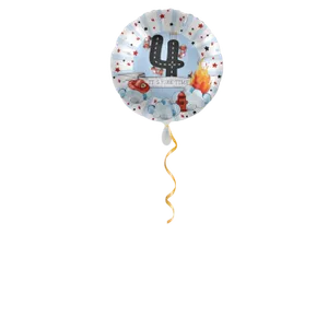 Zahl 4 Feuerwehr Ballon - 43 cm