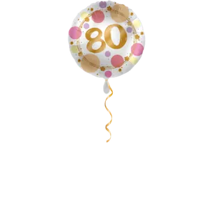 Zahl 80 Golden mit Punkten Ballon - 43 cm