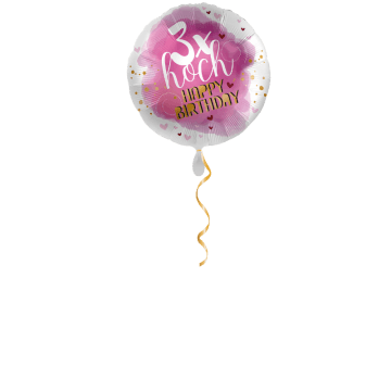 3 Mal Hoch Happy Birthday Ballon - 43cm