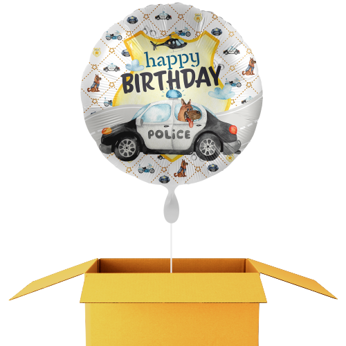 Happy Birthday Polizeiauto Ballon - 43cm