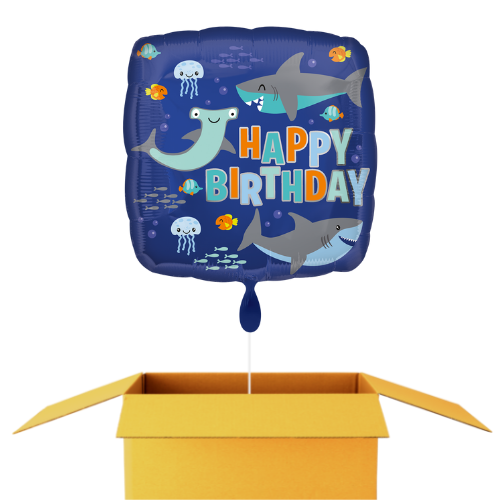 Requin happy birthday ballon - 43 cm