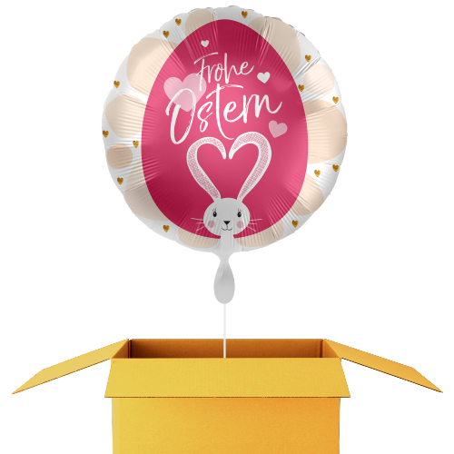 Frohe Ostern Hase mit Herz Ballon - 43cm