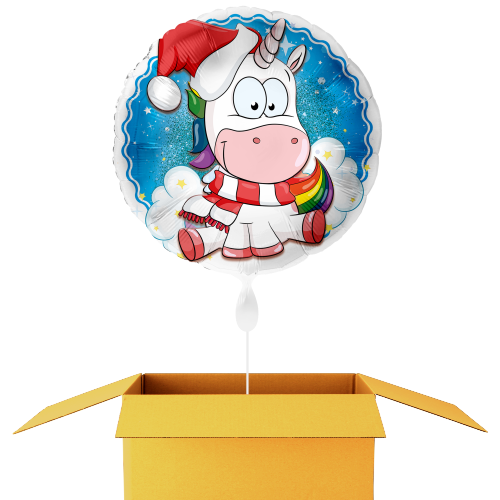 Einhorn mit Kappe Weihnachten Ballon - 43cm