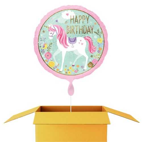 Happy Birthday Licorne ballon - 45cm
