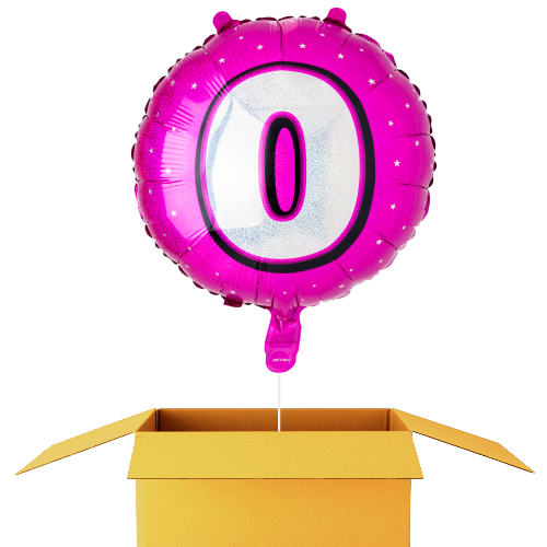 Zahl 0 pink Glitzer rund Ballon - 43cm